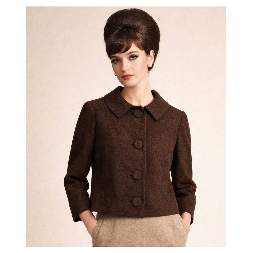 VTG Pendleton 50s Brown Wool Cropped Blazer Women S Office Academia Jackie O